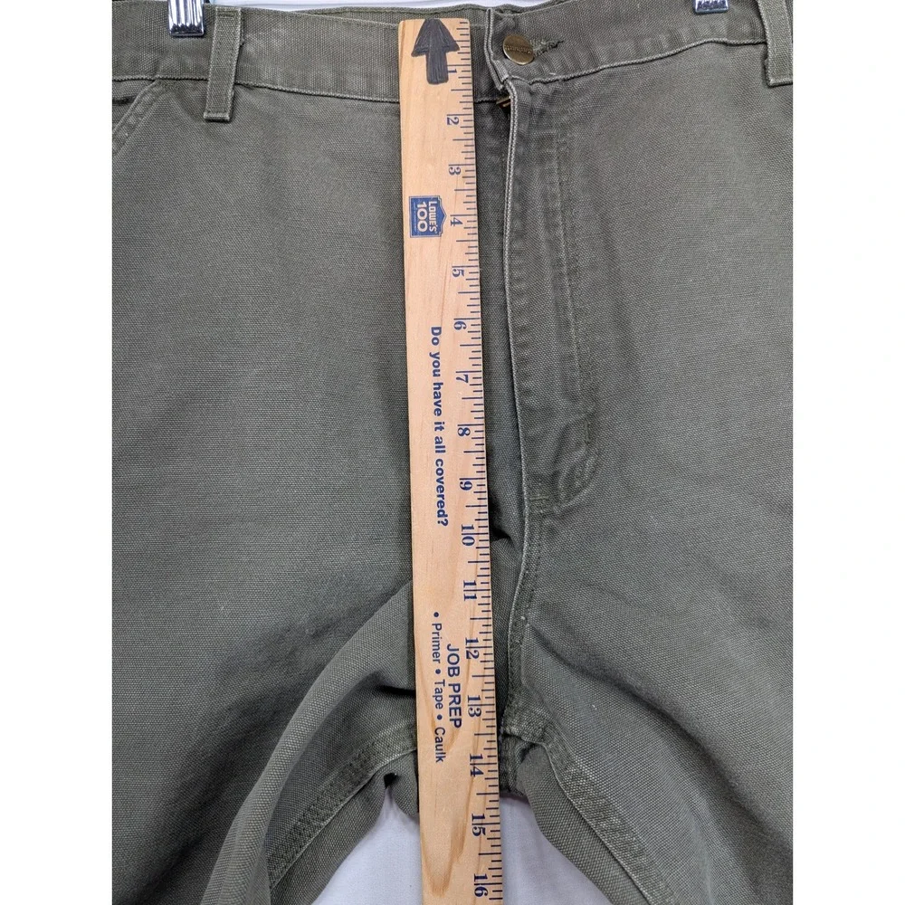 Carhartt Mens‎ Loose Fit Carpenter Pants Olive Gray Duck Canvas 38x30 Workwear